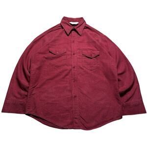 Vintage Arctic Chamois Shirt Button L USA Made 90s Mens Long Sleeve Red Solid